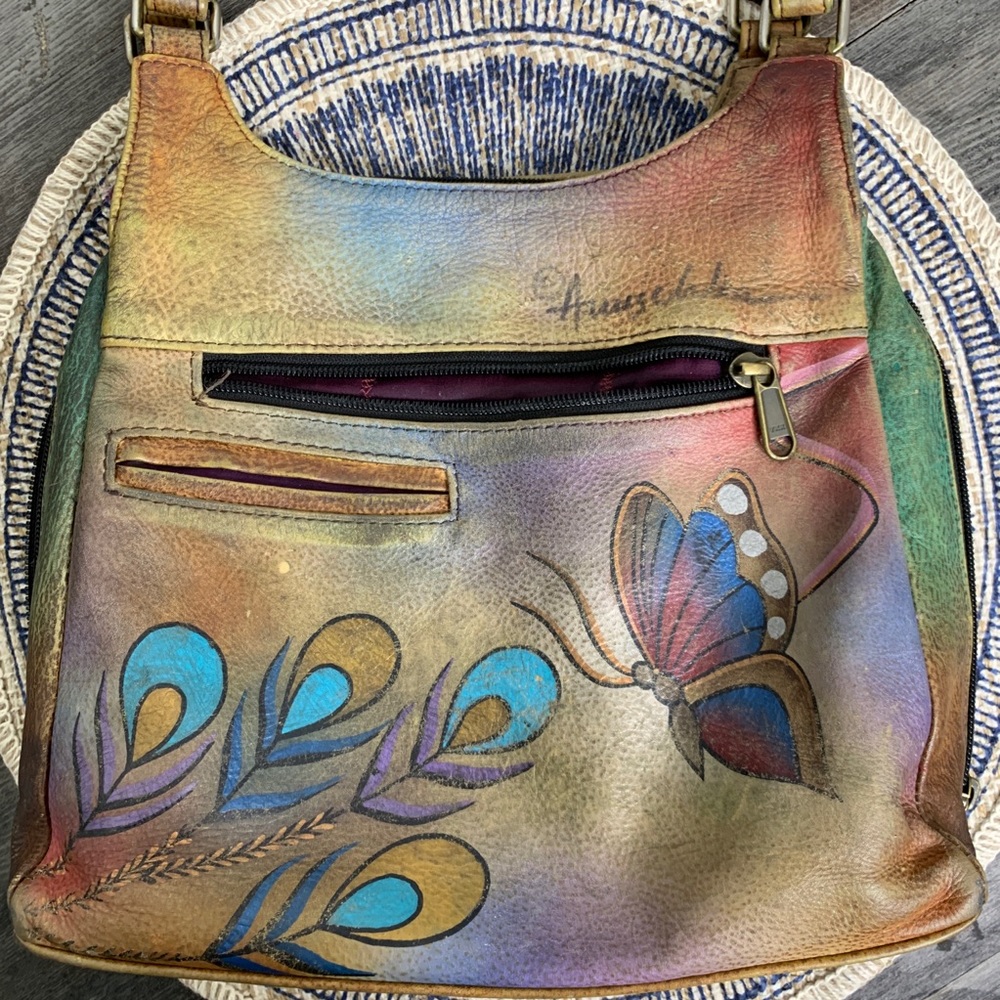 Anuschka Butterfly Peacock Hobo Style Bag